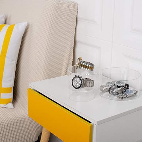. Set of 3 Sizes (6", 5", 4") Acrylic Round Cylinder Display Nesting Riser Stands with Hollow Bottoms, Crystal, alternate