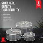 . Set of 3 Sizes (6", 5", 4") Acrylic Round Cylinder Display Nesting Riser Stands with Hollow Bottoms, Crystal, alternate