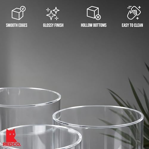 . Set of 3 Sizes (6", 5", 4") Acrylic Round Cylinder Display Nesting Riser Stands with Hollow Bottoms, Crystal, alternate