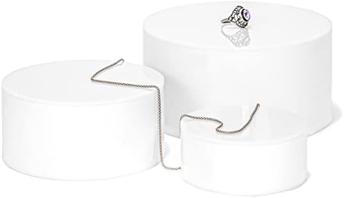 . Set of 3 Sizes (6", 5", 4") Acrylic Round Cylinder Display Nesting Riser Stands with Hollow Bottoms, Glossy
