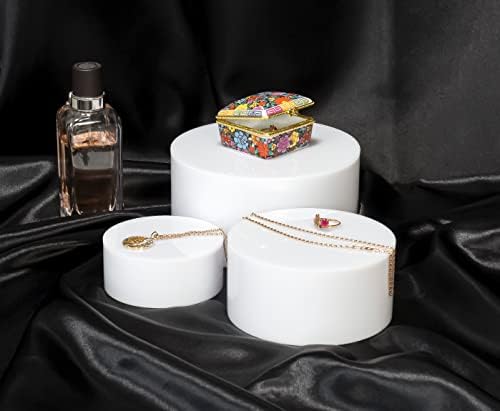 . Set of 3 Sizes (6", 5", 4") Acrylic Round Cylinder Display Nesting Riser Stands with Hollow Bottoms, Glossy, alternate view