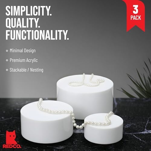 . Set of 3 Sizes (6", 5", 4") Acrylic Round Cylinder Display Nesting Riser Stands with Hollow Bottoms, Glossy, alternate view
