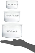 . Set of 3 Sizes (6", 5", 4") Acrylic Round Cylinder Display Nesting Riser Stands with Hollow Bottoms, Glossy, alternate view