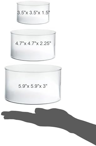 . Set of 3 Sizes (6", 5", 4") Acrylic Round Cylinder Display Nesting Riser Stands with Hollow Bottoms, Glossy, alternate view