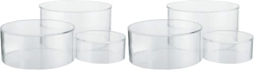 . Set of 3 Sizes (6", 5", 4") Acrylic Round Cylinder Display Nesting Riser Stands with Hollow Bottoms, Crystal