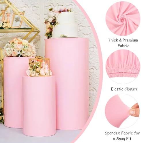 Set of 3 Spandex Cylinder Pedestal Stand Covers Stretchable Pillar Covers for Metal Cylinder Pedestal Stands, alternate view