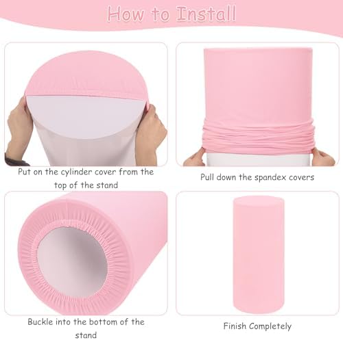 Set of 3 Spandex Cylinder Pedestal Stand Covers Stretchable Pillar Covers for Metal Cylinder Pedestal Stands, alternate view