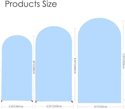 Set of 3 Stretchy Arch Backdrop Covers, Baby Blue, 6/6.6/7.2FT, alternate view 3