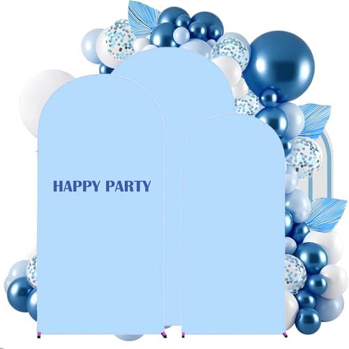 Set of 3 Stretchy Arch Backdrop Covers, Baby Blue, 6/6.6/7.2FT, alternate view 5