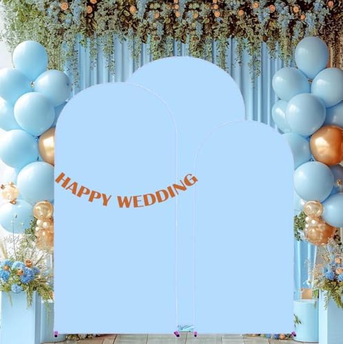 Set of 3 Stretchy Arch Backdrop Covers, Baby Blue, 6/6.6/7.2FT, alternate view 7