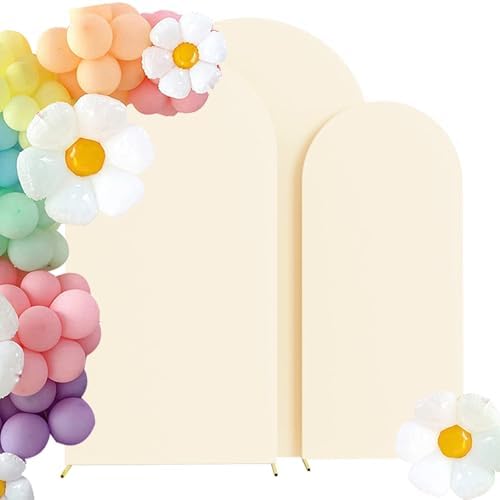 Set of 3 Stretchy Arch Backdrop Covers, Beige, 6/6.6/7.2FT in Beige
