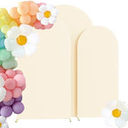 Set of 3 Stretchy Arch Backdrop Covers, Beige, 6/6.6/7.2FT in Beige