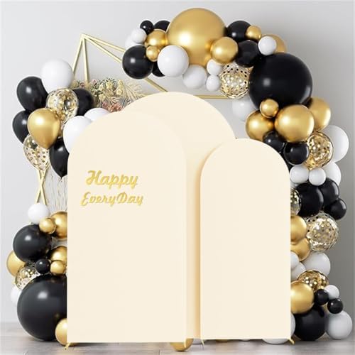 Set of 3 Stretchy Arch Backdrop Covers, Beige, 6/6.6/7.2FT in Beige, alternate view 2