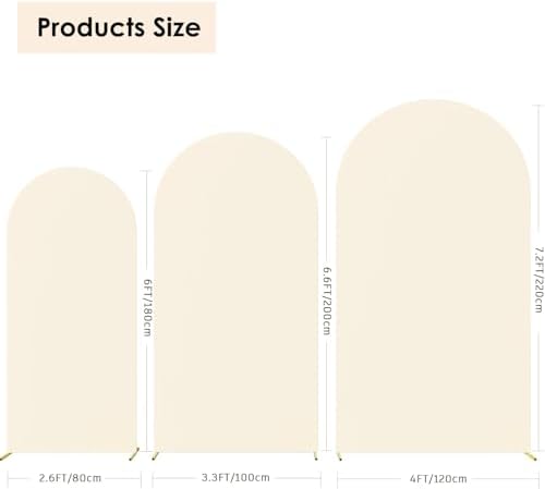 Set of 3 Stretchy Arch Backdrop Covers, Beige, 6/6.6/7.2FT in Beige, alternate view 3