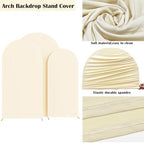 Set of 3 Stretchy Arch Backdrop Covers, Beige, 6/6.6/7.2FT in Beige, alternate view 4
