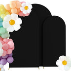 Set of 3 Stretchy Arch Backdrop Covers, Black, 6FT/6.6FT/7.2FT in Black
