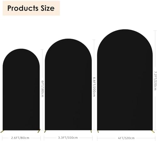 Set of 3 Stretchy Arch Backdrop Covers, Black, 6FT/6.6FT/7.2FT in Black, alternate view 3