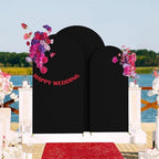 Set of 3 Stretchy Arch Backdrop Covers, Black, 6FT/6.6FT/7.2FT in Black, alternate view 5
