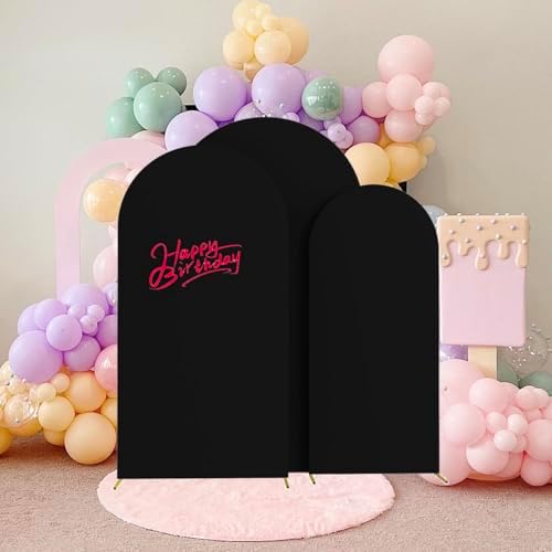 Set of 3 Stretchy Arch Backdrop Covers, Black, 6FT/6.6FT/7.2FT in Black, alternate view 7