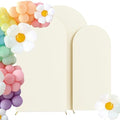 Set of 3 Stretchy Arch Backdrop Covers, Ivory, 6/6.6/7.2FT in Ivory