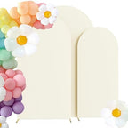 Set of 3 Stretchy Arch Backdrop Covers, Ivory, 6/6.6/7.2FT in Ivory