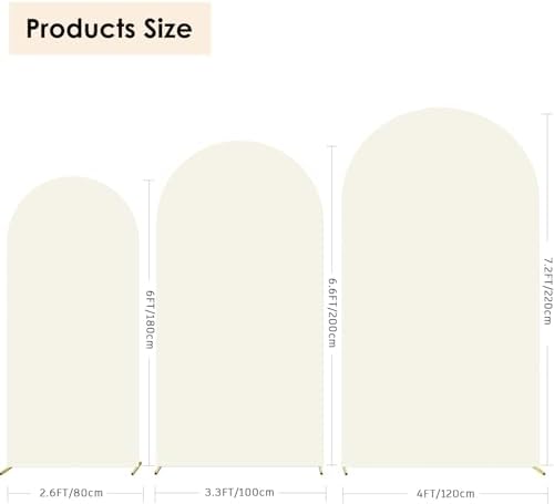 Set of 3 Stretchy Arch Backdrop Covers, Ivory, 6/6.6/7.2FT in Ivory, alternate view 3