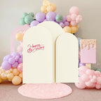 Set of 3 Stretchy Arch Backdrop Covers, Ivory, 6/6.6/7.2FT in Ivory, alternate view 7