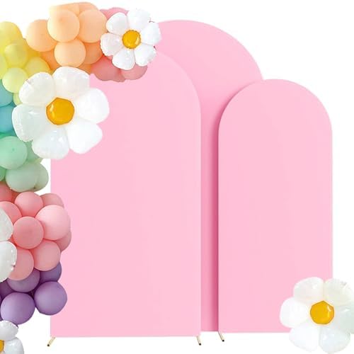 Set of 3 Stretchy Arch Backdrop Covers, Pink, 6/6.6/7.2FT in Pink