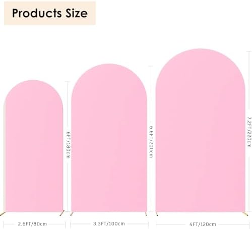Set of 3 Stretchy Arch Backdrop Covers, Pink, 6/6.6/7.2FT in Pink, alternate view 3