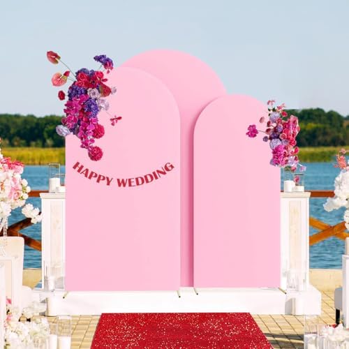 Set of 3 Stretchy Arch Backdrop Covers, Pink, 6/6.6/7.2FT in Pink, alternate view 5