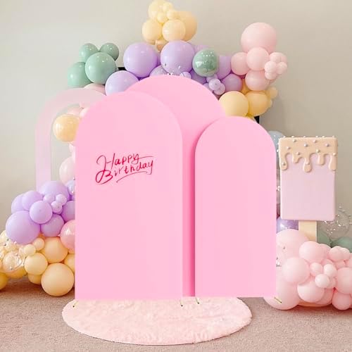 Set of 3 Stretchy Arch Backdrop Covers, Pink, 6/6.6/7.2FT in Pink, alternate view 7
