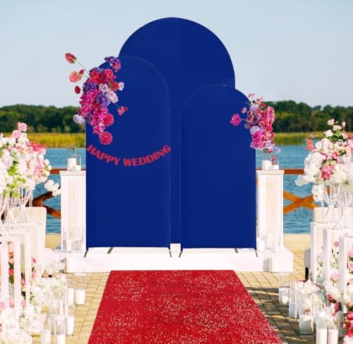 Set of 3 Stretchy Arch Backdrop Covers, Royal Blue, 6/6.6/7.2FT in Royal Blue, alternate view 5