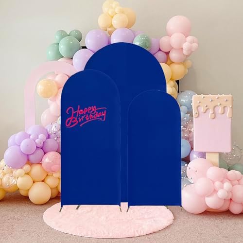 Set of 3 Stretchy Arch Backdrop Covers, Royal Blue, 6/6.6/7.2FT in Royal Blue, alternate view 7