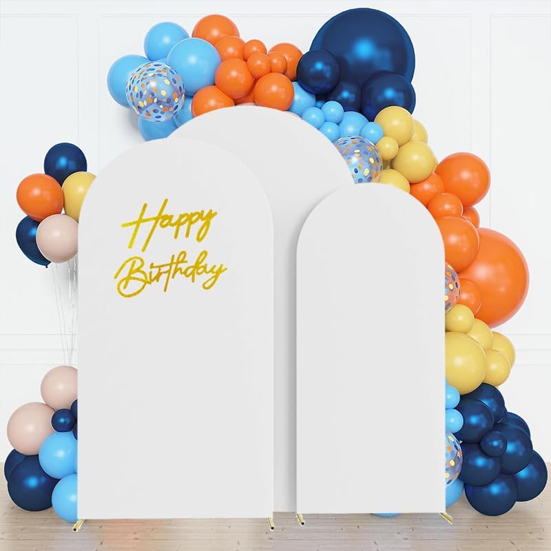 Set of 3 Stretchy Arch Backdrop Covers, White, 6/6.6/7.2FT in White, alternate view 3