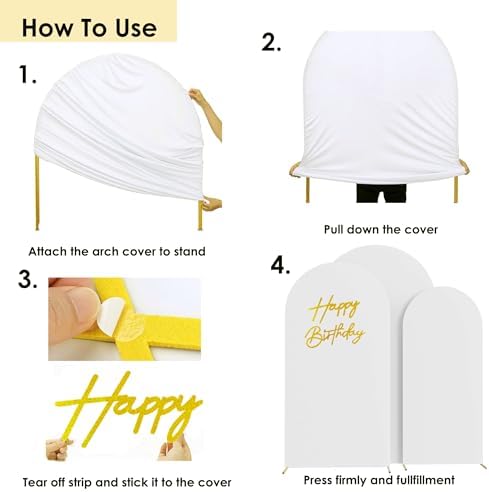 Set of 3 Stretchy Arch Backdrop Covers, White, 6/6.6/7.2FT in White, alternate view 5
