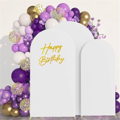 Set of 3 Stretchy Arch Backdrop Covers, White, 6/6.6/7.2FT in White, alternate view 7