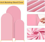 Set of 3 Wedding Arch Backdrop Stand,4+5+6 FT, Small Metal Arch Frame with 3 Pink Backdrop Covers, Easy Setup, alternate view