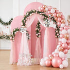 Set of 3 Wedding Arch Backdrop Stand,4+5+6 FT, Small Metal Arch Frame with 3 Pink Backdrop Covers, Easy Setup, alternate view