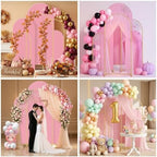Set of 3 Wedding Arch Backdrop Stand,4+5+6 FT, Small Metal Arch Frame with 3 Pink Backdrop Covers, Easy Setup, alternate view