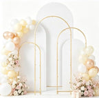 Set of 3 Wedding Arch Backdrop Stand,4+5+6 FT, Small Metal Arch Frame with 3 White Backdrop Covers, Easy Setup