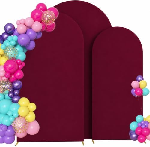 Set of 3 Wedding Arch Cover (4ft,5ft,6ft Burgundy) in 4FT-5FT-6FT in Burgundy
