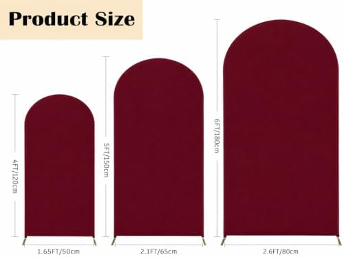 Set of 3 Wedding Arch Cover (4ft,5ft,6ft Burgundy) in 4FT-5FT-6FT in Burgundy, alternate view 3