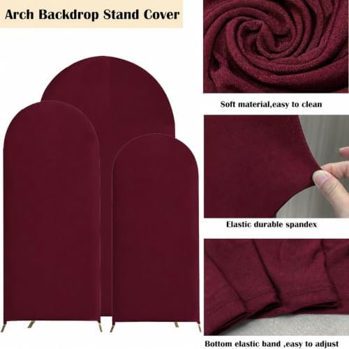 Set of 3 Wedding Arch Cover (4ft,5ft,6ft Burgundy) in 4FT-5FT-6FT in Burgundy, alternate view 4