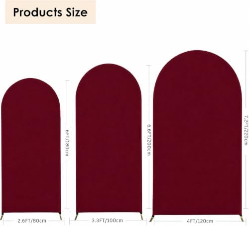 Set of 3 Wedding Arch Cover (6ft,6.6ft,7.2ft Burgundy) in 6FT-6.6FT-7.2FT in Burgundy, alternate view 3