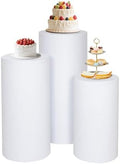 Set of 3 White Cylinder Covers for Party, Stretch Spandex Cloth in 7.2 FT in White