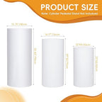 Set of 3 White Cylinder Covers for Party, Stretch Spandex Cloth in 7.2 FT in White, alternate view 3