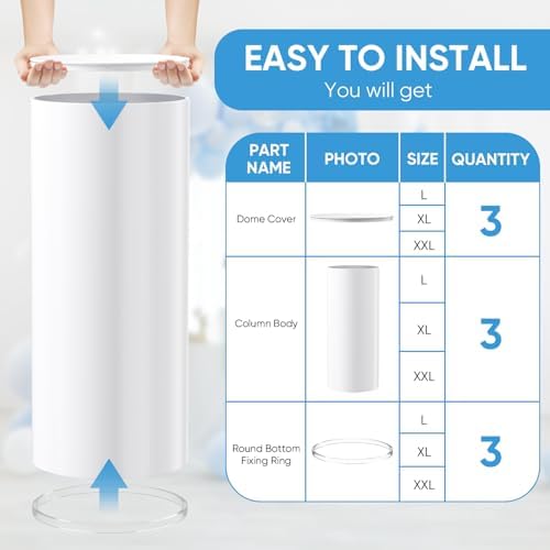 Set of 3 - White Cylinder Stands, Round PVC Pedestal Stands in White, alternate view 5