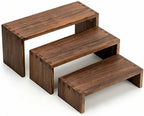 Set of 3 Wooden Display Risers, Tiered Display Stand, Shelf Risers for Table Display, Small Wood Display Shelf