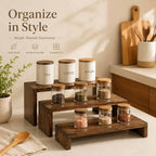 Set of 3 Wooden Display Risers, Tiered Display Stand, Shelf Risers for Table Display, Small Wood Display Shelf, alternate