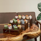 Set of 3 Wooden Rustic Cupcake Stand for 24 Cupcakes, Stepped Wood Display Stand for Weddings, Tiered Party, alternate view 2